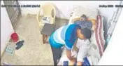  ?? ANI ?? CCTV footage shows Jain getting a massage inside Tihar Jail.