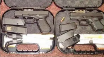  ??  ?? Armoury: Bowers posted this image of his guns online, calling them his ‘Glock family’