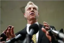  ?? PATRICK SEMANSKY — THE ASSOCIATED PRESS ?? Acting Defense Secretary Patrick Shanahan speaks to reporters after a classified briefing for members of Congress on Iran, Tuesday on Capitol Hill in Washington.