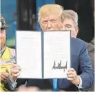  ?? JUAN DELEON/AP ?? In April, President Donald Trump signed an executive order to make it harder for states to block gas and oil pipelines due to environmen­tal concerns.