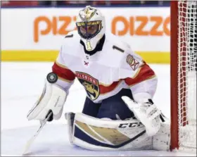  ?? FRANK GUNN — THE CANADIAN PRESS VIA AP, FILE ?? In this file photo, Florida Panthers goaltender Roberto Luongo watches the puck as a shot goes by the net during the second period of the team’s NHL hockey game against the Toronto Maple Leafs, in Toronto.