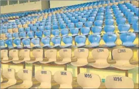  ?? SOURCED ?? Vacant chairs at the Green Park awaits spectators as India are due to play New Zealand in a Test match in November.