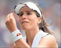  ??  ?? Jo Konta cut a frustrated figure during and after her Wimbledon defeat