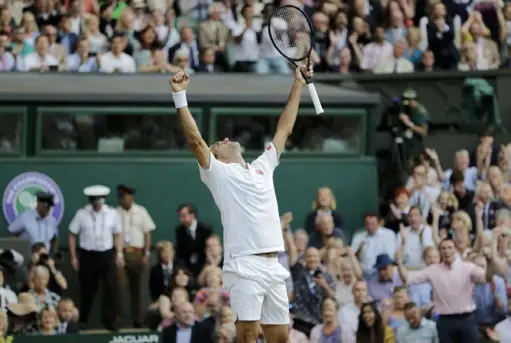  ?? The Associated Press ?? Switzerlan­d’s Roger Federer beat Spain’s Rafael Nadal, 7- 6 ( 3), 1- 6, 6- 3, 6- 4, in the Wimbledon semifinals Friday in London.