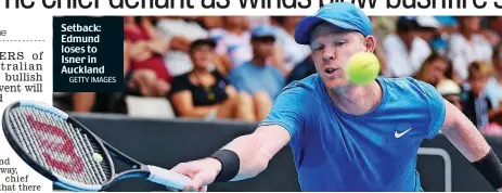  ?? GETTY IMAGES ?? Setback: Edmund loses to Isner in Auckland