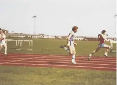  ??  ?? Gavin Mcmurray has shed 25lb of fat and put on 10lb of muscle for his 100m race, main; sprinting circa 1984, above; with best friend Alastair Kennedy when they were 40, above right; the pair both played for Currie High School, in the 80-81 season, far right