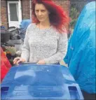  ??  ?? Claire Johnson who protested at her wheelie bin not being emptied