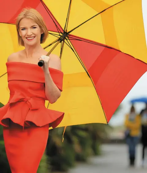  ??  ?? COMPLAINT: Met Eireann’s Joanna Donnelly. Dress from Cari’s Closet, Malahide. Make-up by Red Velvet. Photo: Gerry Mooney