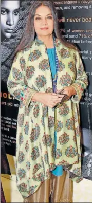  ?? PHOTO: YOGEN SHAH ?? Shabana Azmi says the quality of music in Hindi films, however, has suffered a decline