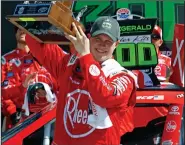  ?? Associated Press ?? Winner: Ryan Preece celebrates after winning a NASCAR Xfinity Series race on Saturday in Bristol, Tenn.