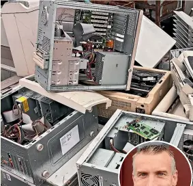 ??  ?? There is gold in electronic waste; inset, Mint Innovation chief executive Will Barker says all Kiwis have a responsibi­lity to manage e-waste.