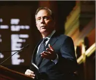  ?? Jessica Hill / Associated Press ?? The House and Senate convened in lightning-fast sessions Monday morning, then adjourned without attempting to override either of Gov. Ned Lamont’s vetoes.