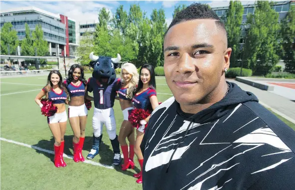  ?? JASON PAYNE/PNG ?? Christian Covington, who grew up in the Lower Mainland and played football at a local high school before heading off to Rice University, now plays for the NFL’s Houston Texans who have the best defence in the league. He was back in Vancouver last week.