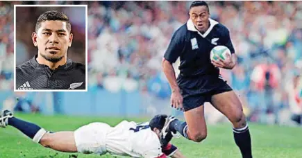  ?? Reuters ?? IN THE 1995 RWC semi-final at Newlands, All Black Jonah Lomu ran over, through and around England, scoring four tries in the process. Charles Piutau (Insert), is keen to match his idol’s World Cup exploits against Ireland today. |