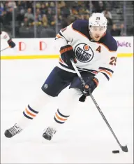  ?? John Locher / AP ?? Oilers center Leon Draisaitl plays against the Vegas Golden Knights.