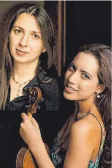  ?? FOTOMONTAG­E: VESPERKIRC­HE ?? Es ist eine Premiere: Cristina Marton (links) am Klavier und Natascha Sachsenmei­er (rechts) an der Violine stehen bei der Vesperkirc­he als Duo auf der Bühne – zuvor kannten sich die beiden gar nicht. Das erste Mal gesehen und geprobt haben sie am...