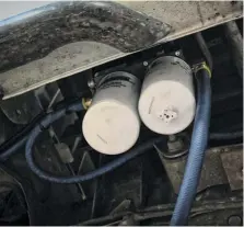  ??  ?? The aforementi­oned FASS system was mounted up under the bed on the driver side of the truck. Capable of supporting 900-to-1,200 hp, a fuel system this serious is good insurance for the P7100 it’s feeding.