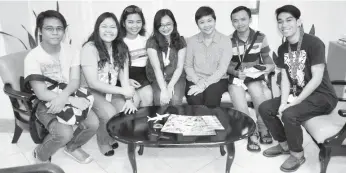  ??  ?? DEBATERS. In photo are (left-right) Andre Segovia, Kessel Dominguez, Tiffany Jungco, Angel Narvaiza, Chancellor Sylvia Concepcion, Michael Saraña, and Yrneh Ladera.