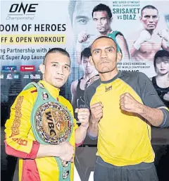  ??  ?? WBC super-flyweight champion Srisaket Sor Rungvisai, left, and challenger Iran Diaz.