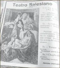  ?? AWM ?? Anuncio de películas religiosas por parte del teatro Salesiano. /