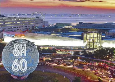  ??  ?? The iconic globe at the SM Mall of Asia lights up with the launch of SM's 60th anniversar­y celebratio­ns. SM, which was establishe­d as a shoe store by Henry Sy, Sr. in downtown Manila 1958, has since grown to become part of the lives of millions of...