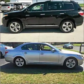  ?? SUBMITTED IMAGE ?? Hamilton resident Dina Ghanem’s black 2011 Toyota Highlander (NJ license plate number NUZ-15U) and silver 2009 BMW 528 (NJ license plate number YUX-21T) were both stolen from her driveway on the first block of Fairlawn Avenue on Dec. 1 while both of...