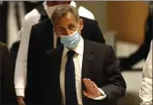  ?? MICHEL EULER — THE ASSOCIATED PRESS ?? Former French President Nicolas Sarkozy arrives at the courtroom in Paris on Monday.