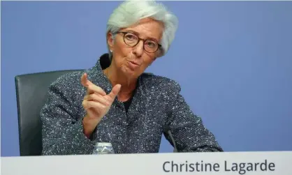  ??  ?? Christine Lagarde faced criticism for her initial response to the crisis. Photograph: Kai Pfaffenbac­h/Reuters