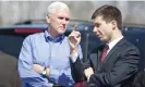  ?? Photograph: Robert Franklin/AP ?? Mike Pence speaks to Pete Buttigieg following a Dyngus Day event in South Bend, Indiana, in 2013.