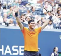  ?? AP ?? El argentino Juan Martín del Potro tras vencer al estadounid­ense John Isner en los cuartos de final del Abierto de Estados Unidos, este martes.