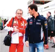  ??  ?? “NOT THIS TIME, STEF...” WEBBER REVEALED THAT HE NEARLY SIGNED WITH FERRARI FOR 2013, THOUGH BOTH HE AND DOMENICALI WOULD GO ON TO WORK FOR THE SAME PARENT COMPANY
