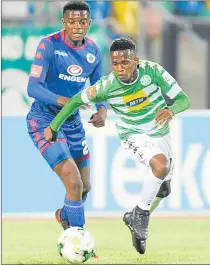  ?? Picture: GALLO IMAGES) ?? ALMOST A DONE DEAL: Kabelo Mahlasela, right, in action in a Premier League match between Celtic and SuperSport United last month