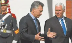  ?? PRESIDENCI­A ?? OLIVOS. Macri recibió este martes al vicepresid­ente Mike Pence.