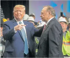  ?? /Reuters ?? Hamming it up: US President Donald Trump greets Harold Hamm, the CEO of Continenta­l Resources, at the Shale Insight 2019 Conference in Pittsburgh, Pennsylvan­ia. Hamm has blamed the Energy Informatio­n Administra­tion for creating a false sense that the market would be oversuppli­ed.