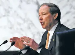  ?? SUSAN WALSH/ASSOCIATED PRESS ?? Sen. Tom Udall, D-N.M., speaks Wednesday during a Senate Commerce, Science and Transporta­tion Committee hearing at the U.S. Capitol.