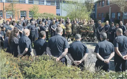 ??  ?? Firefighte­rs from Tyne and Wear Fire and Rescue Service remembered colleagues who have lost their lives in the line of duty.