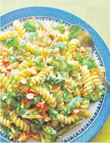  ??  ?? Curried Pasta Salad with Chutney, Vegetables and Peanuts features mango chutney, lime juice and curry-powder-flavoured dressing.