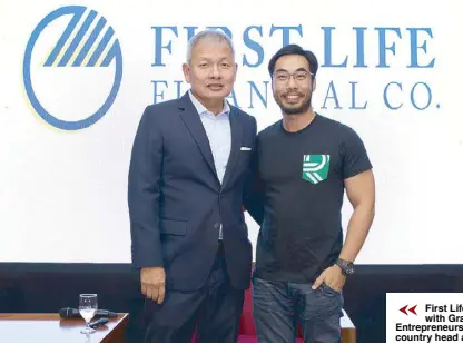  ??  ?? First Life Financial Company president and CEO Peter Coyiuto with Grab Your Way to Family Business Success: Lessons in Entreprene­urship and Management guest speaker Grab Philippine­s country head and Zalora Philippine­s co-founder Brian Cu