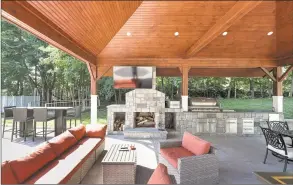  ?? Realty Advisors of Connecticu­t / Contribute­d photo ?? At 133 Roosevelt Drive in Trumbull the patio boasts a striking pavilion complete with a stone fireplace, built-in grill, outdoor kitchen and flatscreen TV.