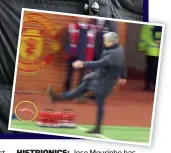  ??  ?? HISTRIONIC­S: Jose Mourinho has been having lots of tantrums and (inset) was sent off last weekend