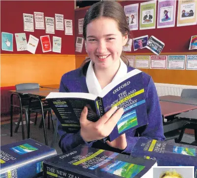  ?? PHOTOS: RICHARD DAVISON/SUPPLIED ?? Stocking up . . . South Otago High School pupil Annie Schofield prepares herself for next month’s New Zealand Spelling Bee finals in Wellington. Right: Kavanagh College pupil Luca Holloway.