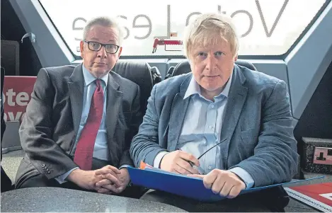  ?? Picture: PA. ?? Vote Leave had support from senior Tories including Boris Johnson, right, and Michael Gove.