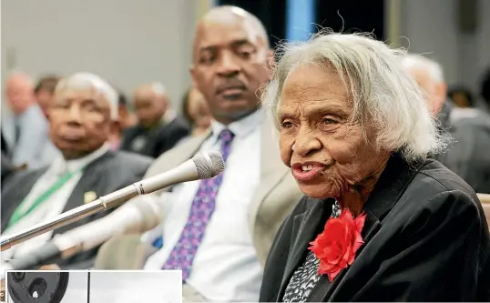  ?? AP/GETTY ?? Olivia Hooker recalling the Tulsa race riot in Congress in 2005, and as one of the first African-american women to join the United States Coast Guard in 1945.