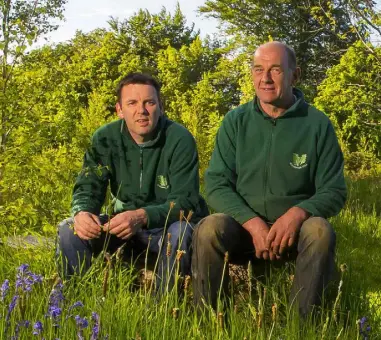  ??  ?? Colin McAteer (right) of Green Graveyard and Niall Deacon, caretaker at Woodbrook Natural Burial