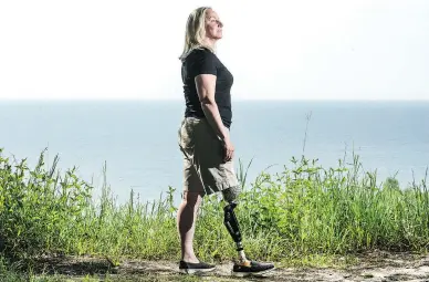  ?? PETER J. THOMPSON / NATIONAL POST ?? Capt. Kimberly Fawcett Smith has been fighting the Canadian Armed Forces for help covering the cost of prosthetic legs, which she needs since a collision on an Ontario highway on-ramp in 2006 that also killed her young son Keiran.