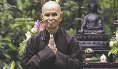  ??  ?? Serenity now: Thích Nhat Hanh in Walk With Me, at Jean Cocteau Cinema