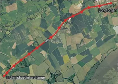  ?? Picture: Google Earth. ?? The route Karen Hutchins took along the A90 – in the wrong carriagewa­y.