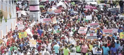  ?? JORGE CRUZ/LISTÍN DIARIO ?? Movilizaci­ón. Organizaci­ones que luchan por cambios en los carburante­s marcharon ayer al Palacio Nacional para exigirles a las autoridade­s.