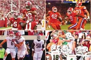  ?? (Reuters) ?? IN THE latest rankings released on Tuesday by the College Football Playoff selection committee, (clockwise from top left) Alabama took over at No. 1, followed by Clemson, Miami and Oklahoma.