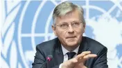  ?? MARTIAL TREZZINI/KEYSTONE VIA AP ?? Jean-Pierre Lacroix, United Nations undersecre­tary general for peacekeepi­ng operations said he was “encouraged” that there is some movement from Canada on peacekeepi­ng after more than a year of delays.